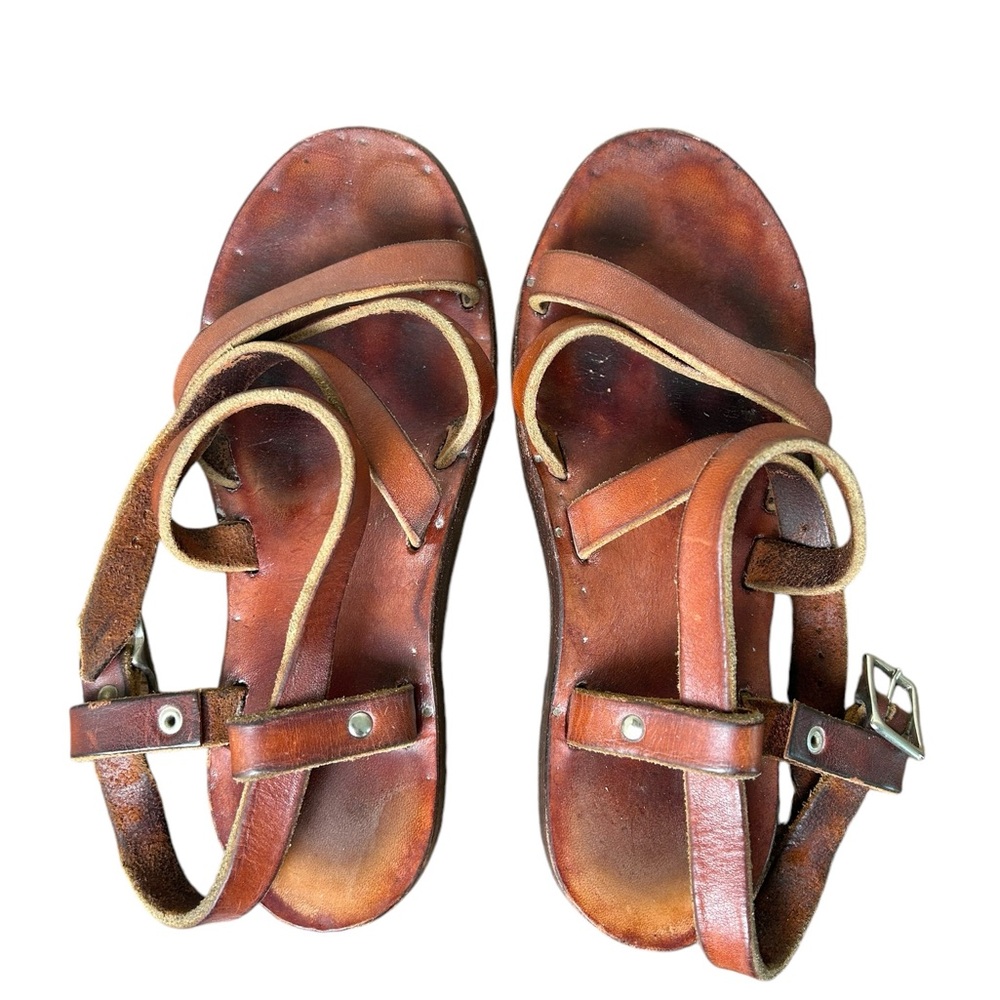 Vintage Handmade Brown Leather Sandals